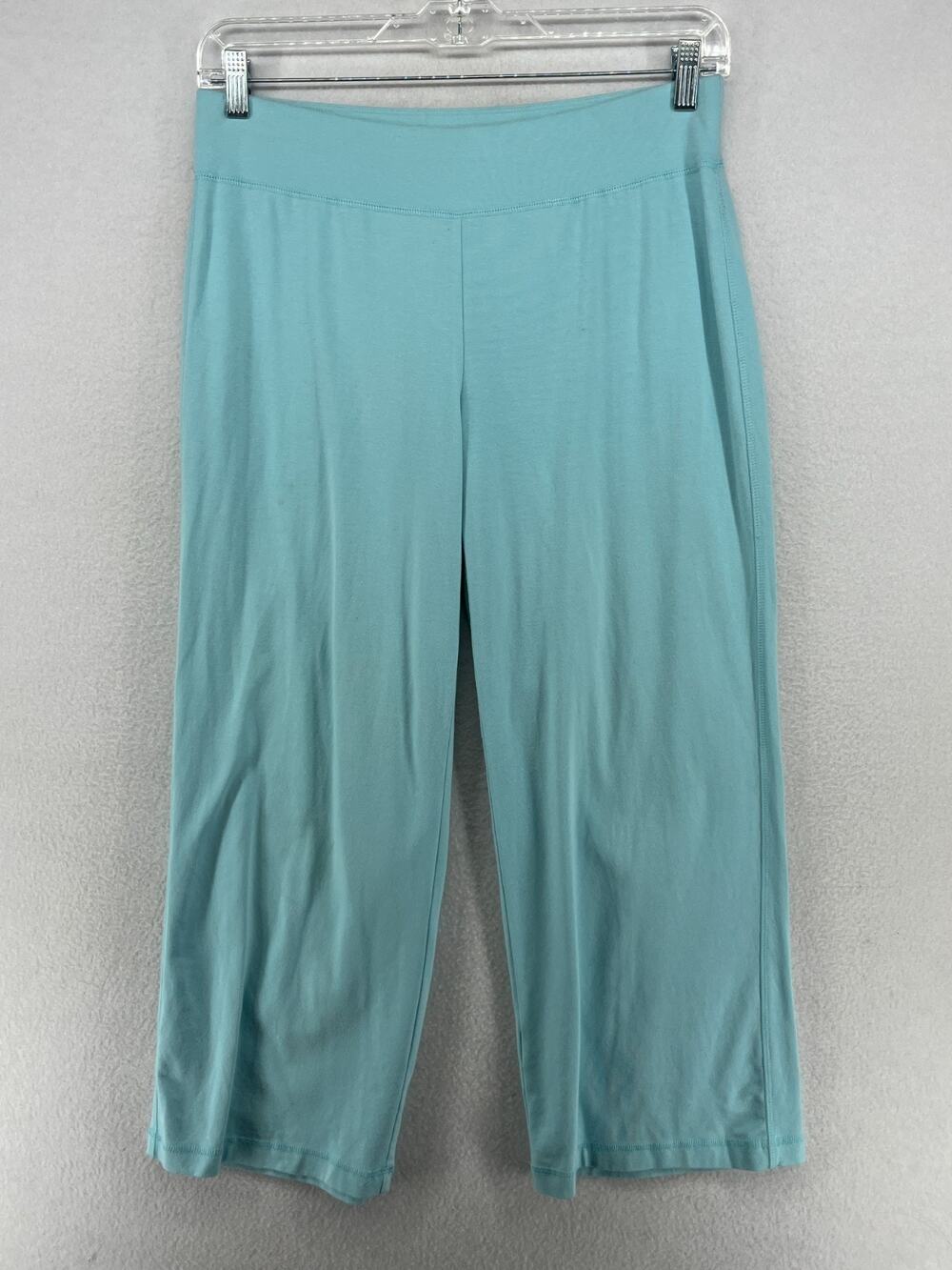 EILEEN FISHER Pants M Stretch Jersey Organic Cotton Straight Ankle Blue USA